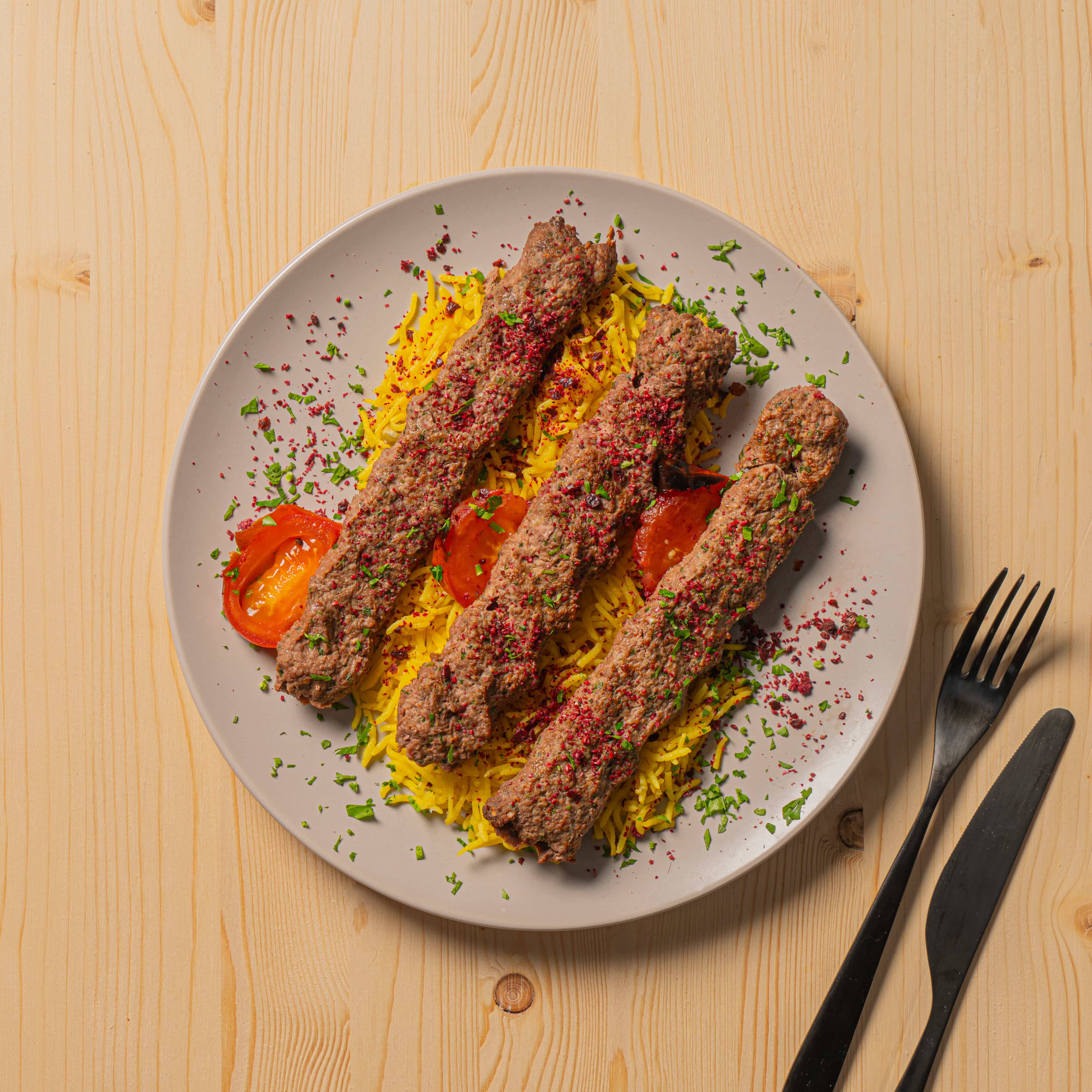 Chelo Kabab with Saffron Rice